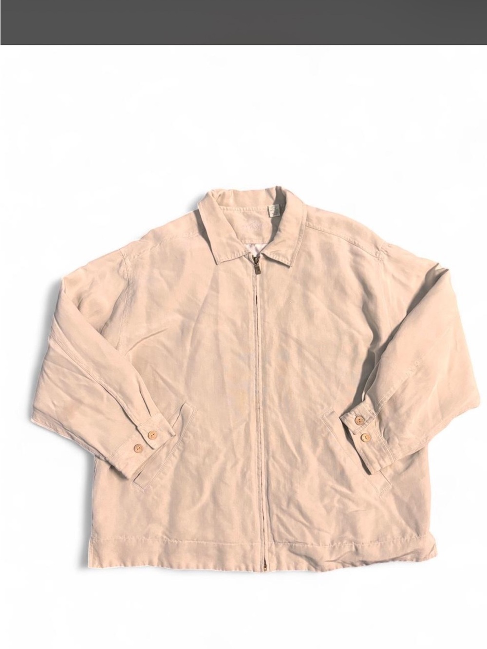 Men’s Harrington Lightweight Silk Beige Zip-Front Jacket